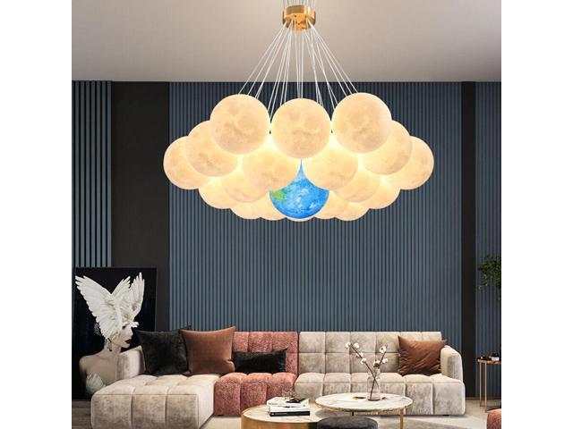 19PCS Modern Planet LED Chandelier Kids Bedroom Decor Ceiling Pendant Lamp