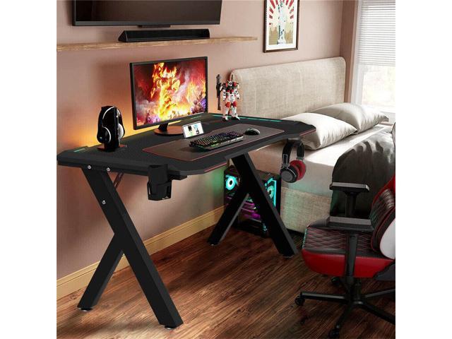 Large 3D Super Cool RGB LED Lights Computer Gaming Desk RGB LED Lights Carbon Fiber Laptop Table Home Office Desk