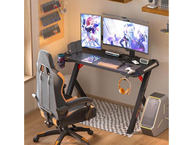 Large 3D Super Cool RGB LED Lights Computer Gaming Desk RGB LED Lights Carbon Fiber Laptop Table Home Office Desk