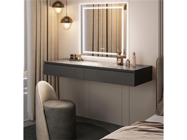 Square Anti-Fog Illuminated LED Bathroom Mirror Dual Hanging Touch Sensor Makeup Vanity Mirror