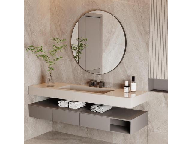 Minimalist Style Black Aluminum Framed Bathroom Mirror Wall Mounted Vanity Mirror