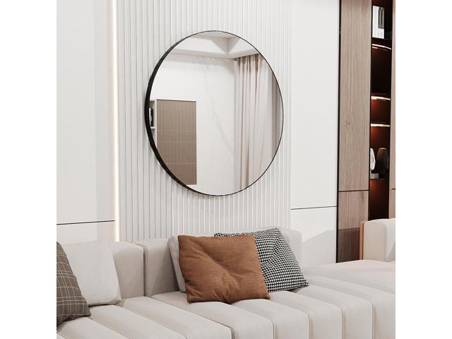 Minimalist Style Black Aluminum Framed Bathroom Mirror Wall Mounted Vanity Mirror