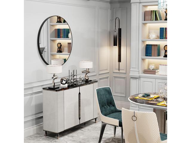 Minimalist Style Black Aluminum Framed Bathroom Mirror Wall Mounted Vanity Mirror