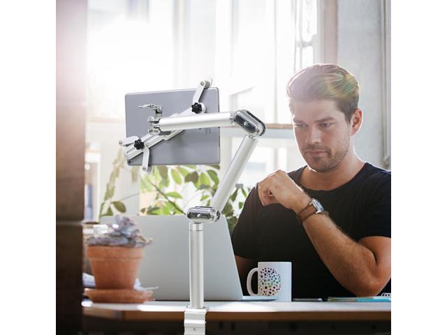 Foldable Desk Tablet Holder 360 Degree Rotation Tablet Mount Adjustable Height for 7-10' iPad Laptop Silver