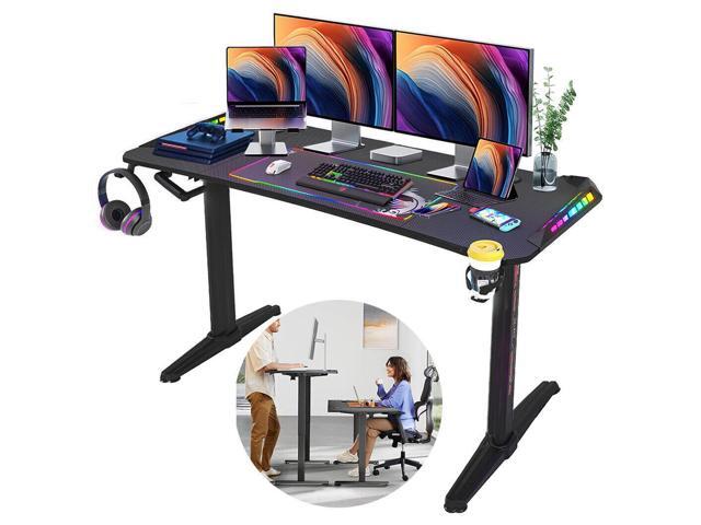 Super Wide RGB Gaming Desk Office Manual Lift Sit Standing Table Workstation