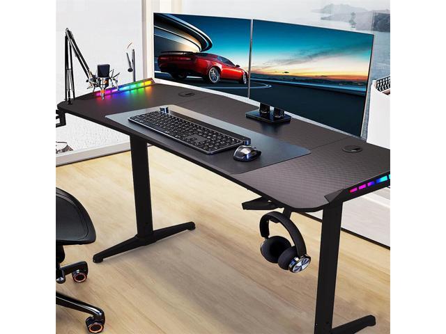 Super Wide RGB Gaming Desk Office Manual Lift Sit Standing Table Workstation