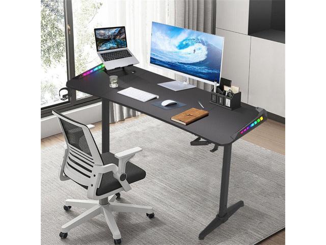 Super Wide RGB Gaming Desk Office Manual Lift Sit Standing Table Workstation