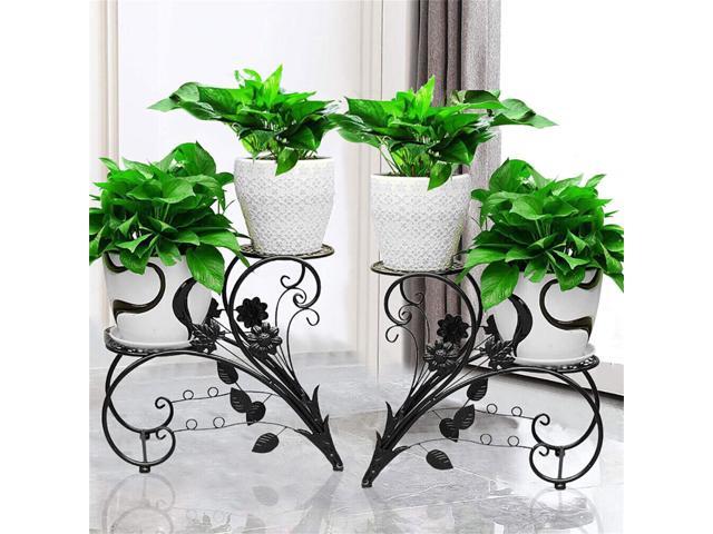 4 Tier Black Metal Plant Stand Multiple Flower Pot Holder Shelves Display Garden Indoor Outdoor