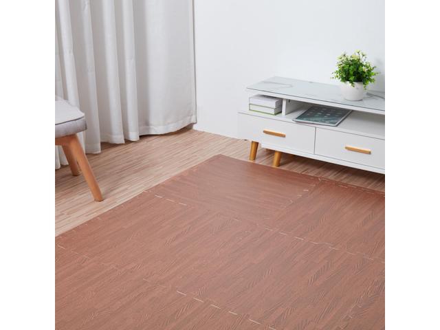 12 Tile Thick Wood Grain Floor Mats Foam Interlocking Flooring Mats Tile Brown