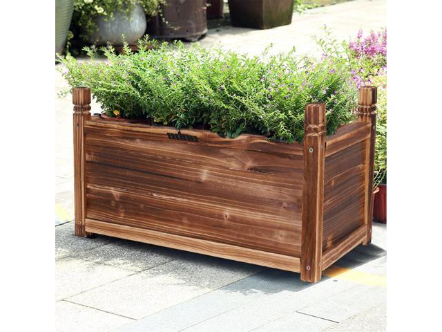 Solid Pine Wood Outdoor Raised Garden Bed Large Wood Planter Grow Box for Flowers Vegetables