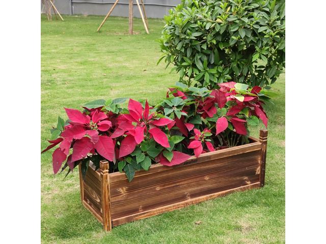 Solid Pine Wood Outdoor Raised Garden Bed Large Wood Planter Grow Box for Flowers Vegetables