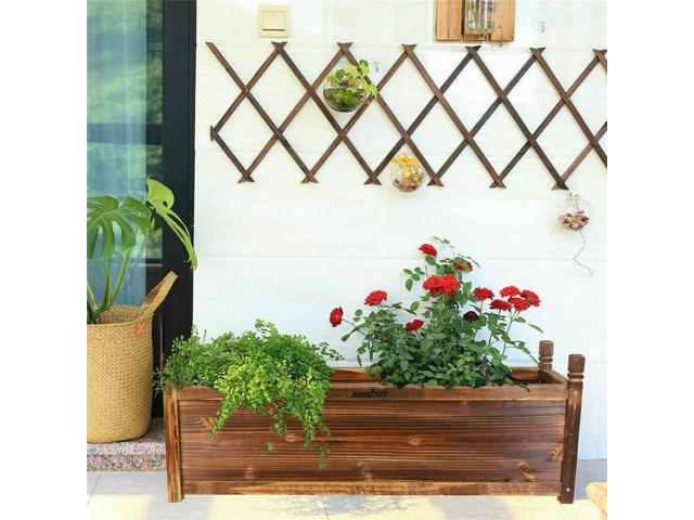 Solid Pine Wood Outdoor Raised Garden Bed Large Wood Planter Grow Box for Flowers Vegetables
