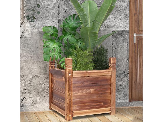 Solid Pine Wood Outdoor Raised Garden Bed Large Wood Planter Grow Box for Flowers Vegetables