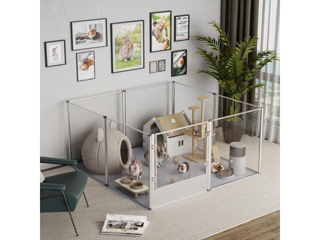 XXL 3 in1 Foldable Crystal Clear Acrylic Dog Whelping Playpen Box Pet Birth Kennel w Waterproof Mat