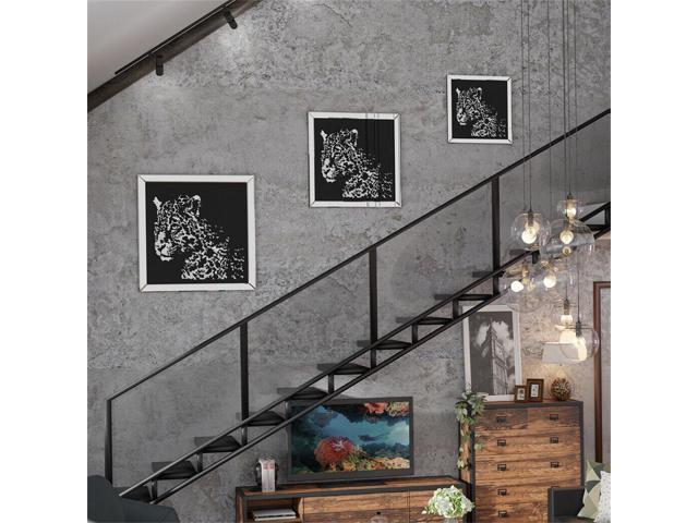 3D Diamond Leopard Pattern Wall Art Crystal Mirror Glass Hanging Mirror Art Painting Decor 60 cm