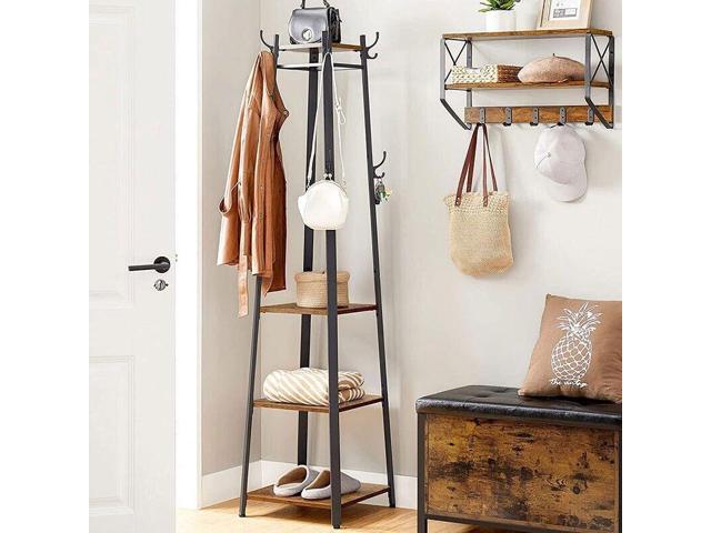 Vintage Steel Metal Clothes Rack Coat Garment Bedroom Tree Space Saving Clothes Stand