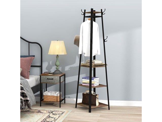 Vintage Steel Metal Clothes Rack Coat Garment Bedroom Tree Space Saving Clothes Stand