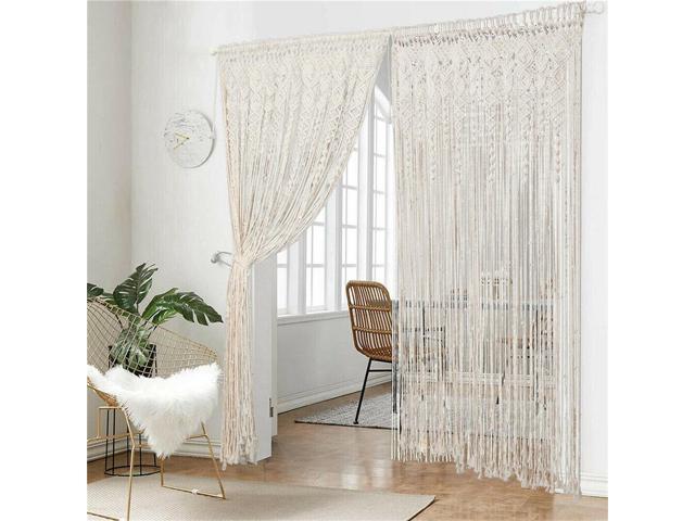 71' Macrame Curtain Panel Woven Wall Hanging Tapestry Doorway Rope Fringe Banner