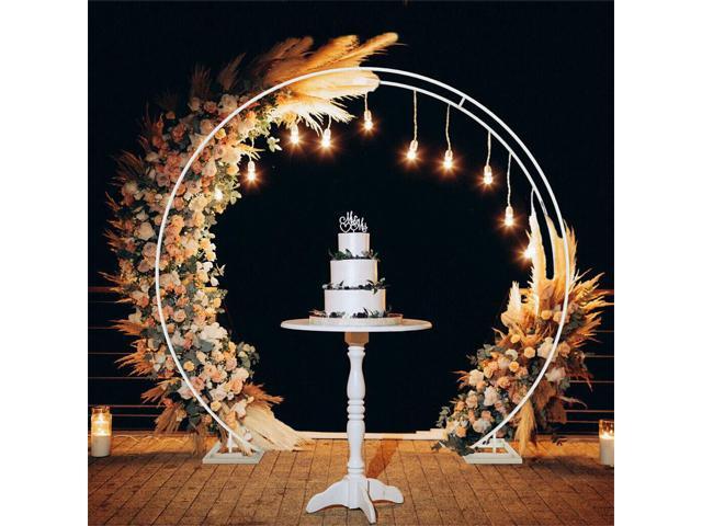 Metal Wedding Arch Background Stand Round Balloon Arch Backdrop for Party Decor'
