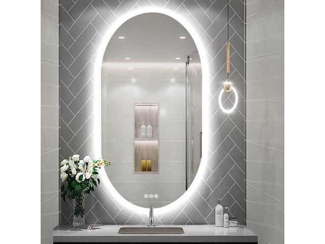48 x 24 Inch Oval LED Smart Bathroom Mirror Anti-Fog Bathroom Led Vanity Make up Mirror Backlit Wall Mirror Dimmable Lights with Memory Function