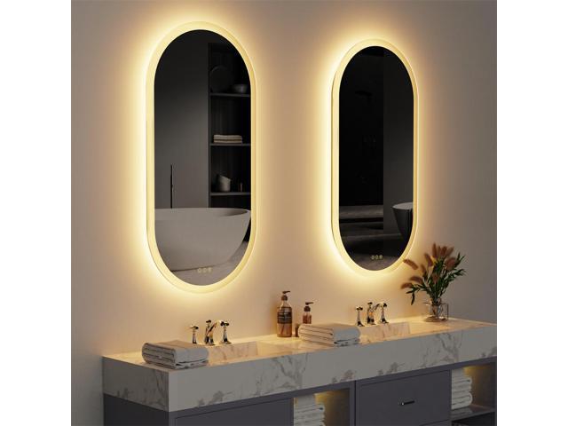 48 x 24 Inch Oval LED Smart Bathroom Mirror Anti-Fog Bathroom Led Vanity Make up Mirror Backlit Wall Mirror Dimmable Lights with Memory Function