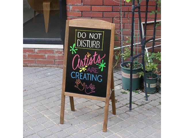 Weatherproof Advertising Board A Frame Chalkboard Sign Standing Sandwich Magnetic Pavement Easel Display Stand