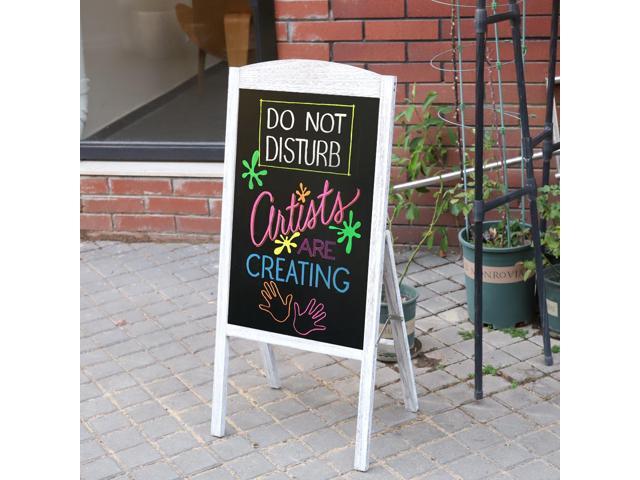 Wooden A Frame Chalkboard Sign Standing Pavement Chalkboard Easel Magnetic Sandwich Advertising Board Display Stand for Home Bar Countertop Cafe...