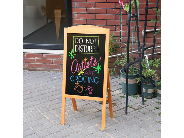 Magnetic A Frame Chalkboard Sign Standing Wooden Pavement Chalkboard Easel Sandwich Advertising Board Display Stand for Home Bar Countertop Cafe...