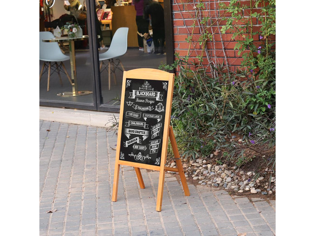 Magnetic A Frame Chalkboard Sign Standing Wooden Pavement Chalkboard Easel Sandwich Advertising Board Display Stand for Home Bar Countertop Cafe...
