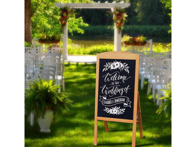 Magnetic A Frame Chalkboard Sign Standing Wooden Pavement Chalkboard Easel Sandwich Advertising Board Display Stand for Home Bar Countertop Cafe...