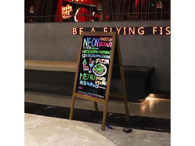 LED Light Drawing Chalk Board Floor Advertising Sign Board Double Sided Writing Message Board A Frame Chalkboard Easel for Kids, Restaurant Menu,...