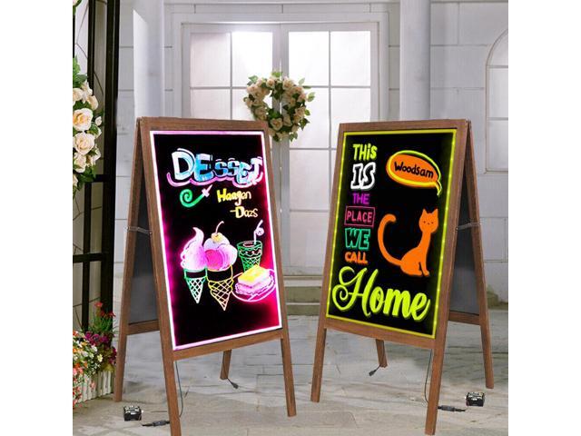 LED Light Drawing Chalk Board Floor Advertising Sign Board Double Sided Writing Message Board A Frame Chalkboard Easel for Kids, Restaurant Menu,...