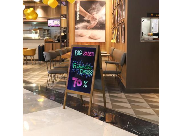 LED Light Drawing Chalk Board Floor Advertising Sign Board Double Sided Writing Message Board A Frame Chalkboard Easel for Kids, Restaurant Menu,...