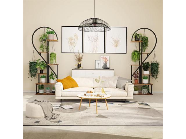 2PCS Jumbo Large Heart-Shape Outdoor Garden Patio Plant Ladder Stand Flower Shelf Basket Hanging Rack