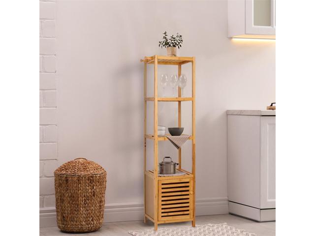 140cm high natural bamboo Bathroom Cabinet Shelf Storage Cabinet Corner Tower Rack Clothes Organizer