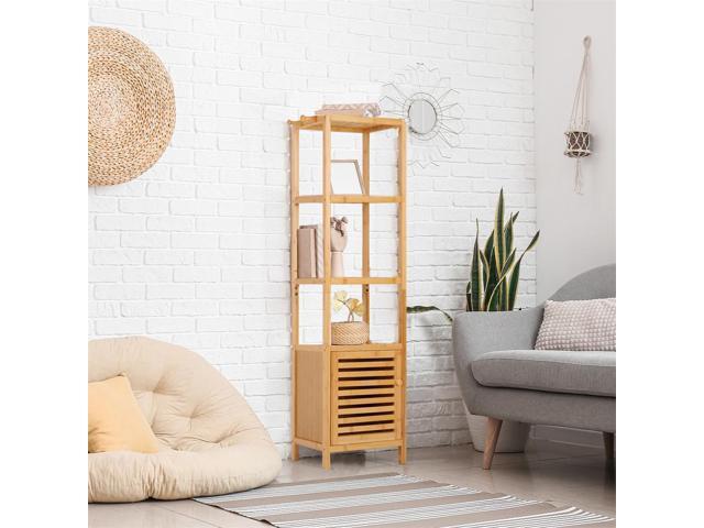 140cm high natural bamboo Bathroom Cabinet Shelf Storage Cabinet Corner Tower Rack Clothes Organizer