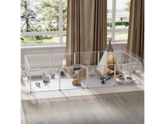 Acrylic Extended Pet Whelping Playpen Fence Small Animals Cage Puppy Cat Kennel Enclosure Hamsterm Crate with Waterproof Mat