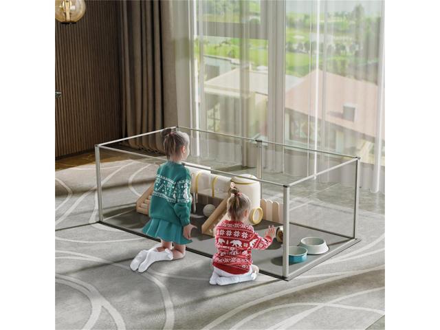 Acrylic Extended Pet Whelping Playpen Fence Small Animals Cage Puppy Cat Kennel Enclosure Hamsterm Crate with Waterproof Mat