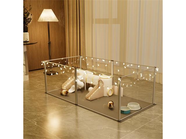 Acrylic Extended Pet Whelping Playpen Fence Small Animals Cage Puppy Cat Kennel Enclosure Hamsterm Crate with Waterproof Mat