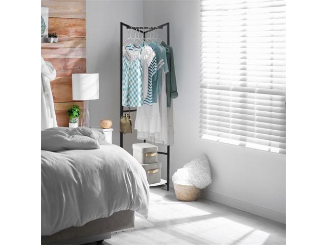 UNHO Heavy Strong Metal Entryway Coat Stand Hall Tree Corner Garment Rack Clothes Hanging Shelf with Hanging Rail Hook shelf