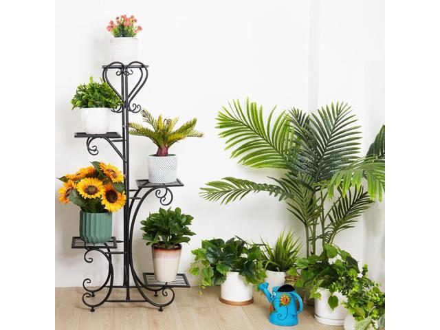 UNHO 5-story Technology Tall Plant Stands Environmental Protection Abrasion Resistance and Embroidery Prevention Outdoor Metal Iron Plant Stands...