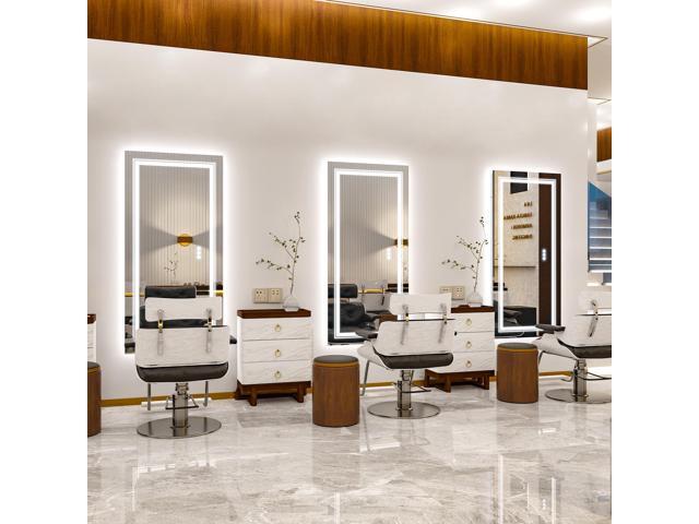 UNHO Lighting LED Bathroom Mirror Anti-fog Waterproof Backlight Function Rectangular Bathroom Hotel Makeup Room 3500k-6000k Modern Silver