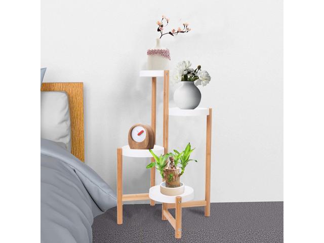 UNHO 4 Tier Plant Stand Bamboo Plant Holder Flower Pot Rack Corner Nordic Indoor Brown High And Low Display Living Room Bedroom Balcony