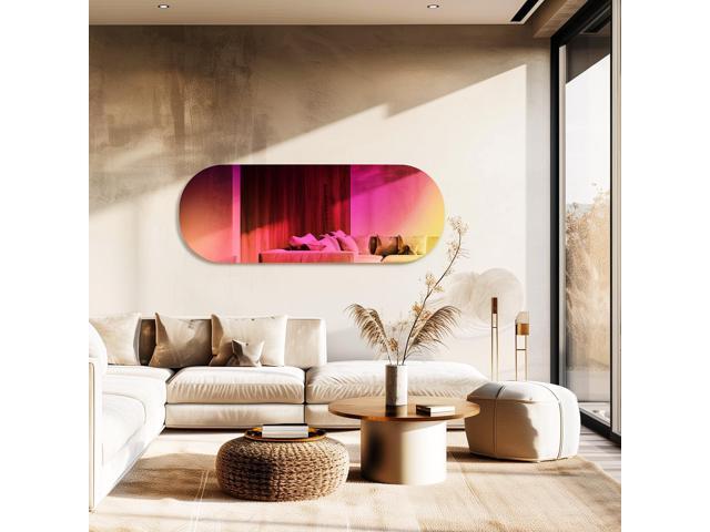 UNHO Decorative Wall Mirror Long Oblong Iridescent Glass Entrance Hallway Bedroom Living Room Fireplaces Modern Decorative 44.5x120cm