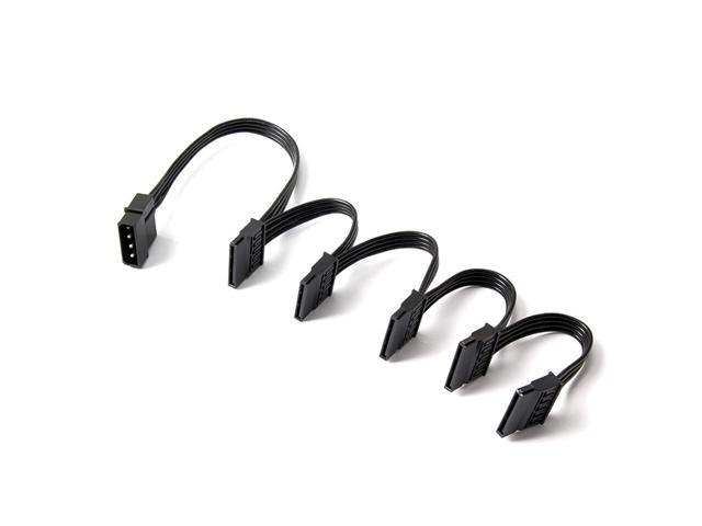 5pcs/lot 1X 4Pin to 5X 15Pin IDE SATA Hard Drive Power Splitter Cable Cord Adapter