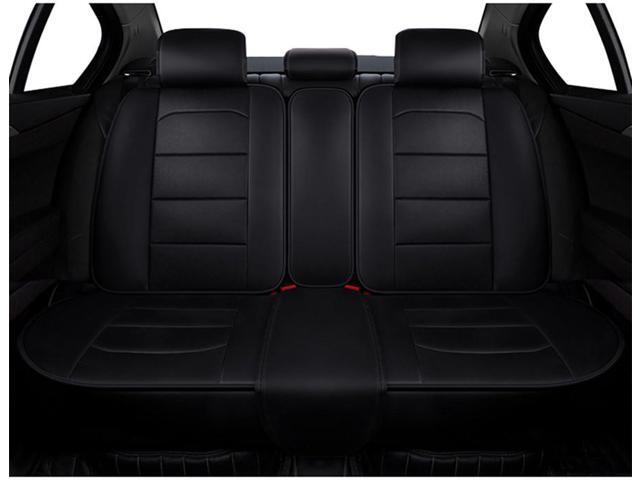 Paiying Full Black PU Leather 5-Seats Car Seat Covers Set Front + Rear Protector Cushion