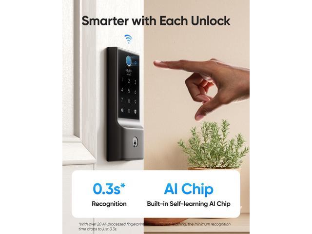 eufy Security Smart Lock C220, Fingerprint Keyless Entry Door Lock, Built-in Wi-Fi, App Remote Control, Front Door Smart Lock Deadbolt, 8Months...