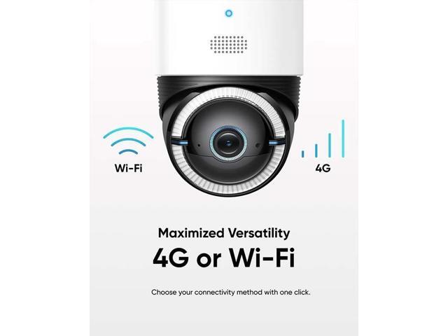 eufy Security 4G LTE Cam S330, 4K Cellular Wireless Security Camera, Pan and Tilt, 4G and Wi-Fi Duo-mode, AI Human/Vehicle Tracking, with SIM Card...