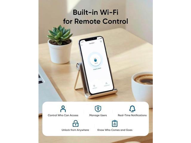 eufy Smart Lock C33, Keyless Fingerprint Door Lock with Handle, Integrated Wi-Fi, Remote Control via App, Biometric Entry Knob, Auto-Locking, IP53...
