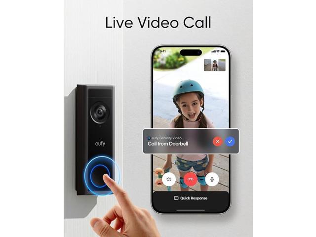 eufy Security Video Doorbell C30, Battery Powered, 2K FHD, 16:9 Expanded View, Easy Installation, Ring Call, Human and Motion Detection, HomeBase...